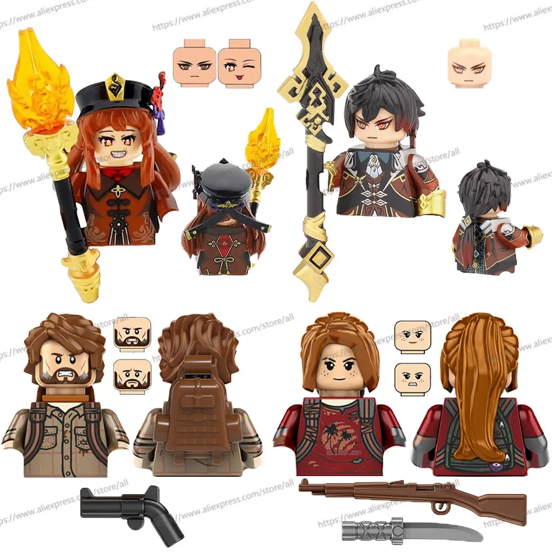 

Конструктор анимационные игры Assassins Barbers Genshin ударопрочные фигурки аксессуары ножи оружие игрушки для детей кирпичные модели подарки