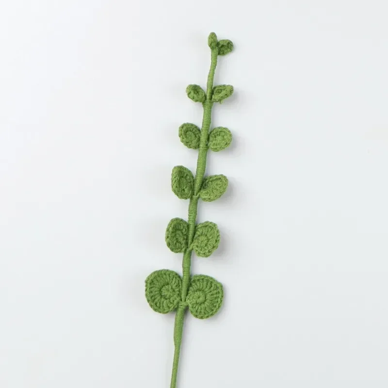 1pc Handmade Green Leaves Crocheted Imitation Bouquet Finished Eucalyptus Leaf Olive Leaf Finished Flower Bouquet Accessories