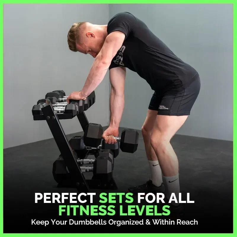 Support pour haltères hexagonales de 350 à 550 lb, poids libre pour salle de sport à domicile, haltères en caoutchouc durable avec rangement._voghion.com