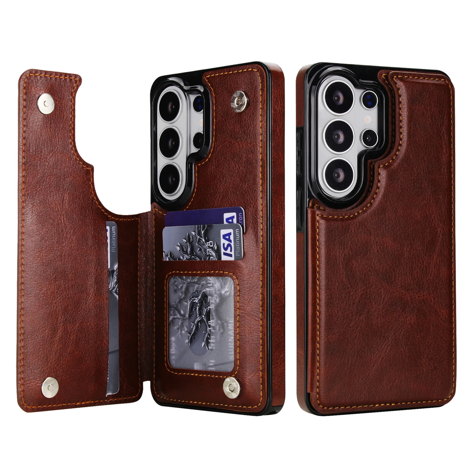 Elegant Leather Flip Wallet Phone Case with Card Holder and Shockproof Protection