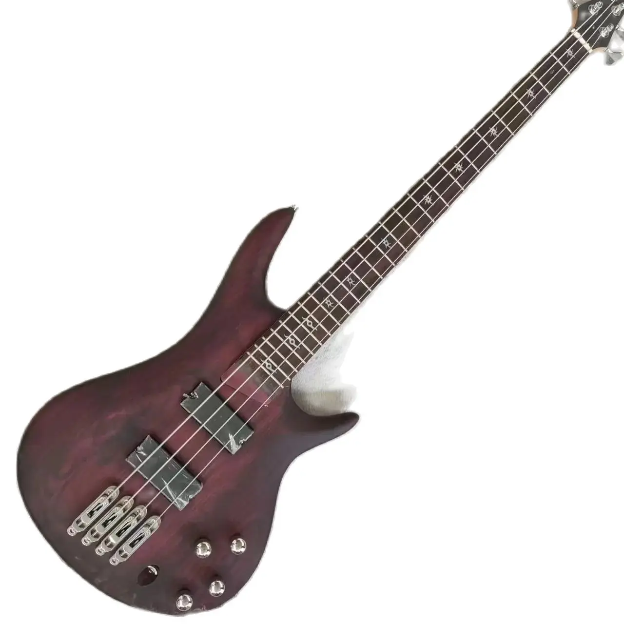 

Factory Matte Red Brown 4 Strings Electric Bass Guitar Mahogany Body Rosewood Fretboard Customizable