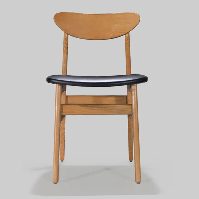 The product can be customized. Nordic wind log home dining chair modern backrest solid wood potato chip stool commercial 2