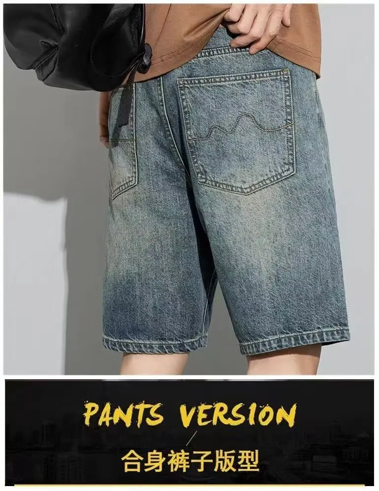 Herren Sommer Casual Denim-Shorts Lose Gerade Knielange Gewaschene Leichte Atmungsaktive Outdoor-Shorts für den Alltag – Detail 2