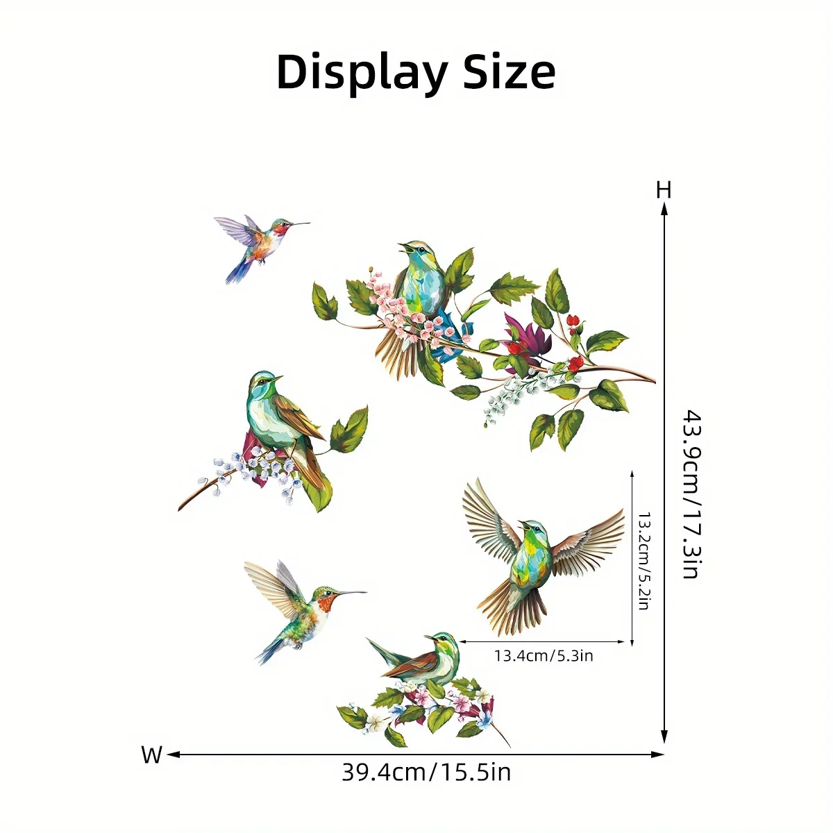 1Pc Watercolor Simulation Bird Branches Window Stickers Removable for Bedroom Living Room Decor Foyer Home Wall Decal