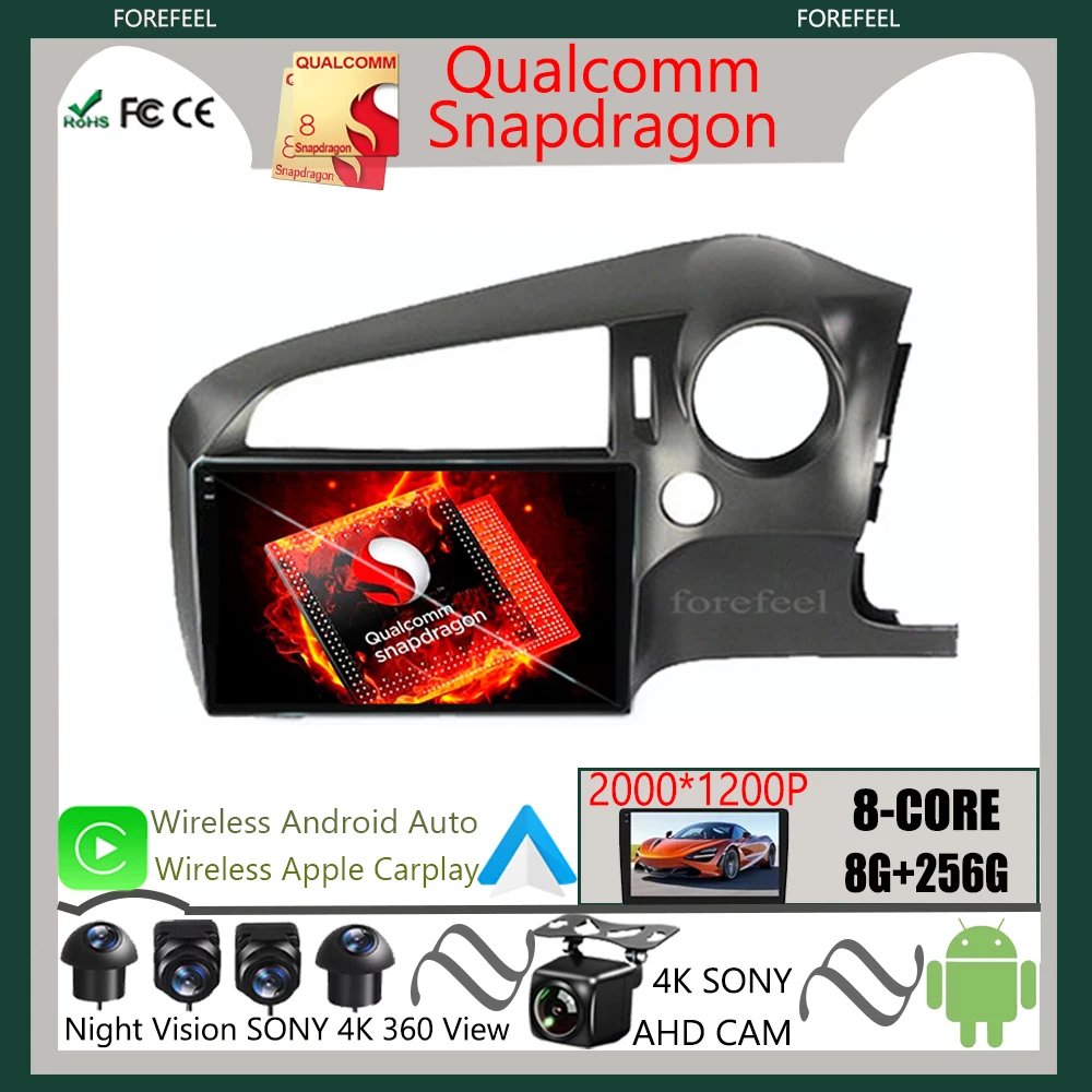 

Автомагнитола Qualcomm Carplay, Android 12, для Honda Stream 2 2006 -2014, правый руль, радио, экран, мультимедийный видеоплеер, стерео, GPS