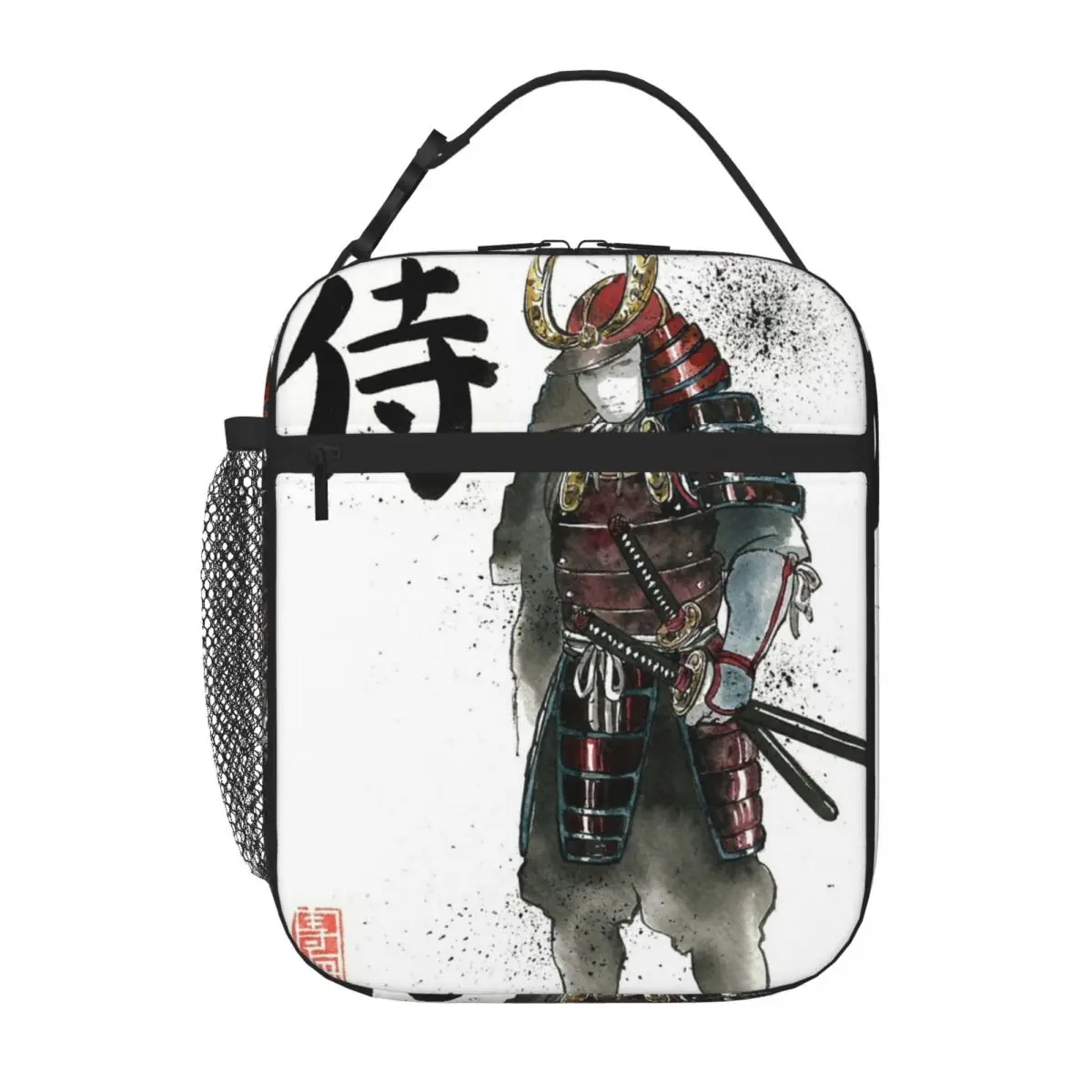 Calligrafia Giapponese Con Samurai Corazzato Con Spada Pranzo Tote Thermo Bag Thermo Food Bag Kawaii Lunch Bag