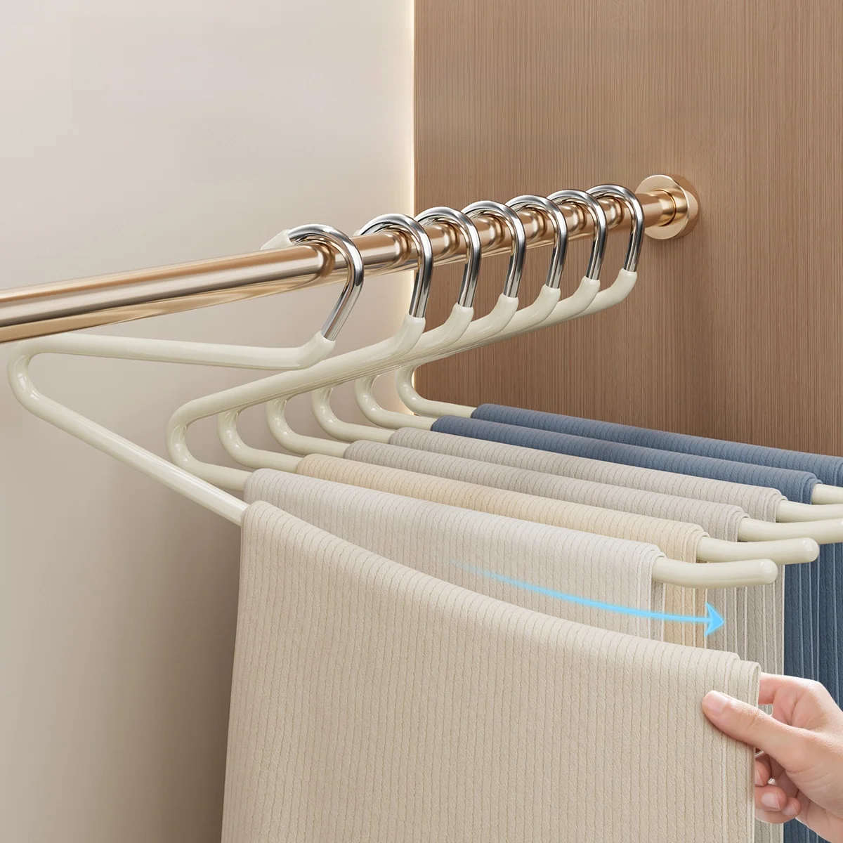 No-Brand Nordic Sle Non-Slip Goose-aped Pants Hanger Home Use Wardrobe Storage Organizer Invisible Clip for Hanging Trousers