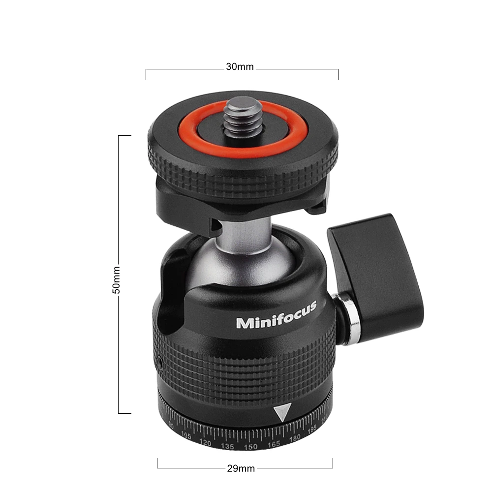 Multi-function Mini Ballhead Ball Head 360&deg; Panorama with Hot Shoe Base 1/4 Inch Screw for Camera DSLR Video Light Microphone