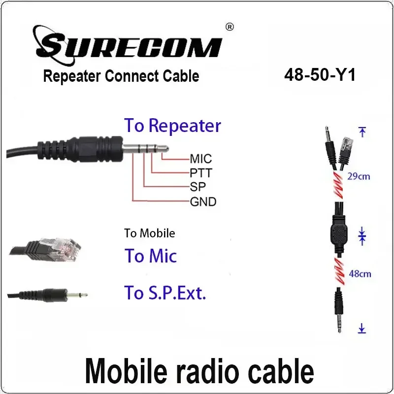 Surecom 48-50Y1 Repeater Cable for YAESU FT2800 FT8900 TYT