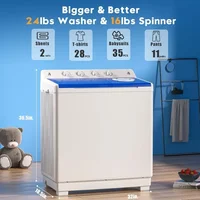 Auertech Portable Washing Machine, 40lbs Twin Tub Washer Mini Compact Laundry Machine with Drain Pump, Semi-automatic 2