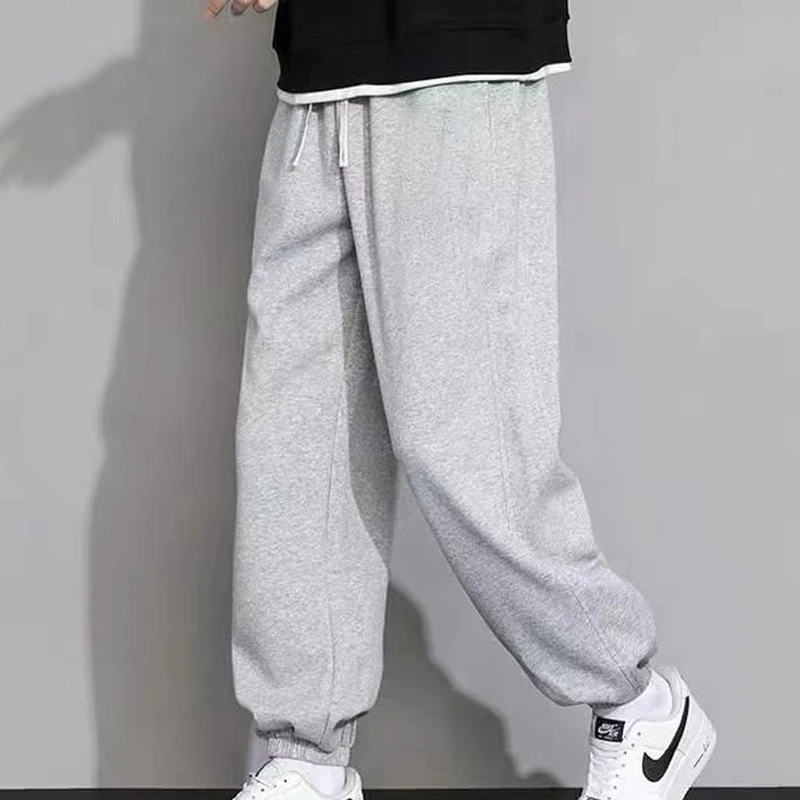 Spring Autumn New Elastic Waist Fashion Sweatpants Man Casual Letter Printing Drawstring Pockets Patchwork All-match Trousers