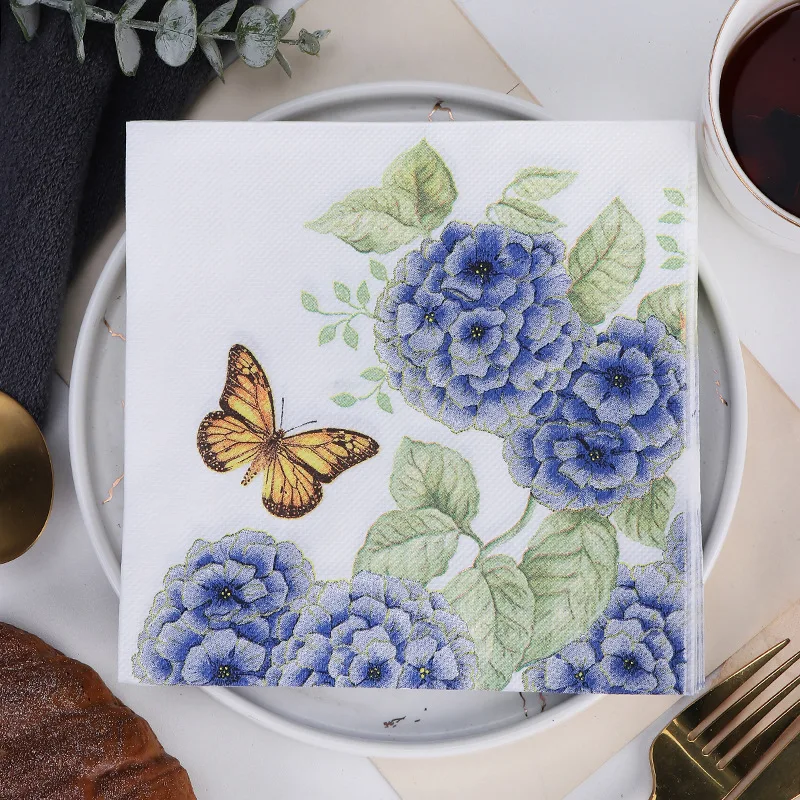 Disposable tableware Paper napkins 20Pcs/Pack Elegant Flowers Decoupage Vintage Flower for Wedding Xmas Party Decor