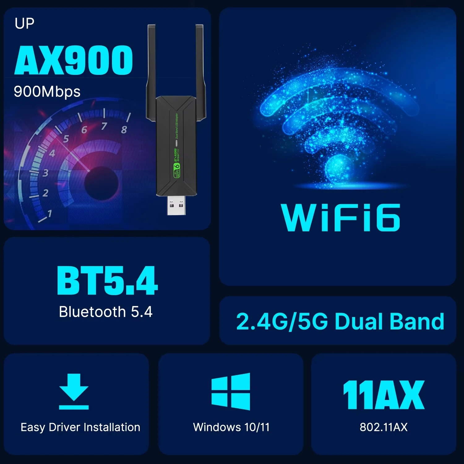 900Mbps USB WiFi Bluetooth Adapter 2 IN 1 Dual Band 2.4G/5GHz Wi-Fi Dongle High-Speed Wireless Network Card For Laptop PC
