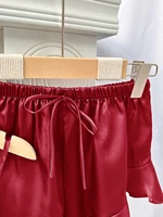 5 Piece Satin Sleep Set  Lace Trim Slip Dress   Cami Top  Ruffle Shorts  Lounge Pants  Women's Loungewear   Sleepwear - Image 6