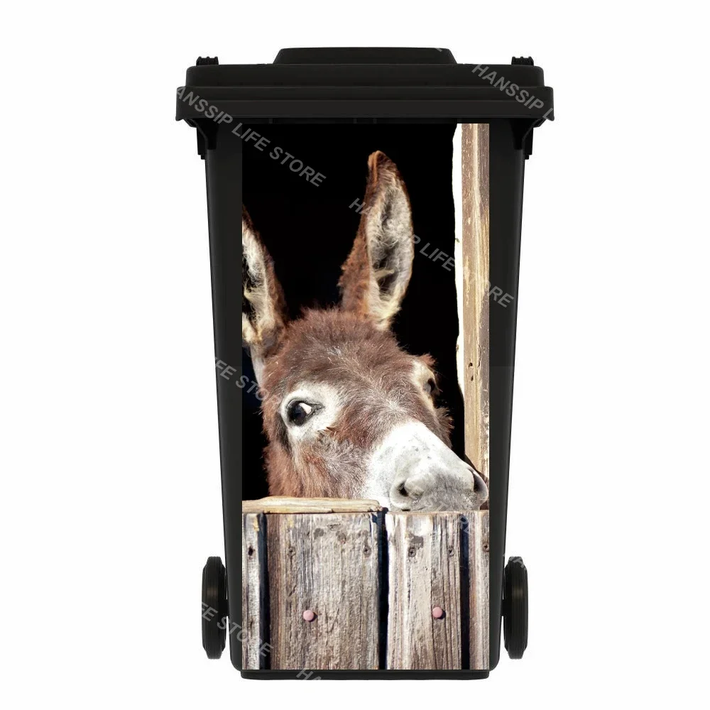 Funny Animal Trash Can Mural Stickers Self-Adhesive Removable Kitchen Rubbish Bin Decorative Outdoor Garbage Can Art Decals trash can sticker
