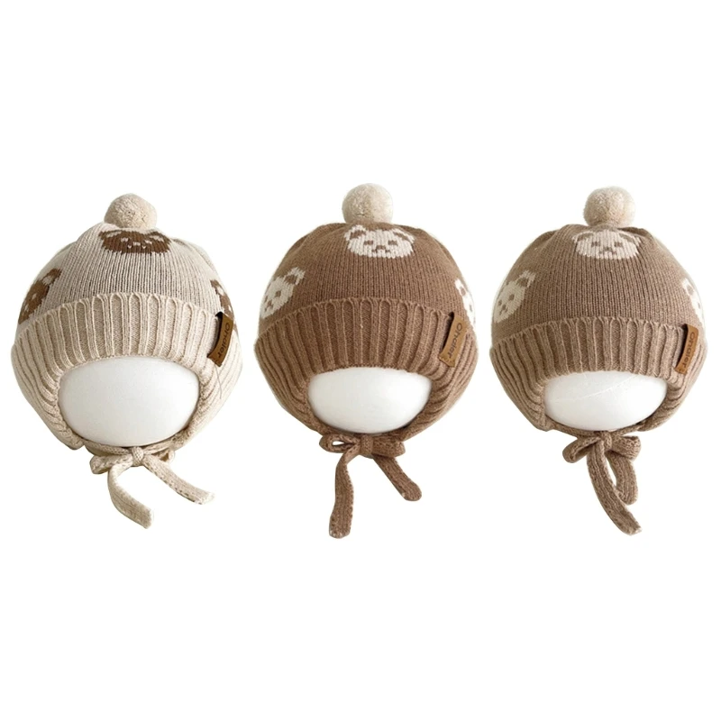 

Шапка-муфта с принтом медведя, зимняя теплая шапка, стильная и теплая шапка, хлопковая зимняя шапка