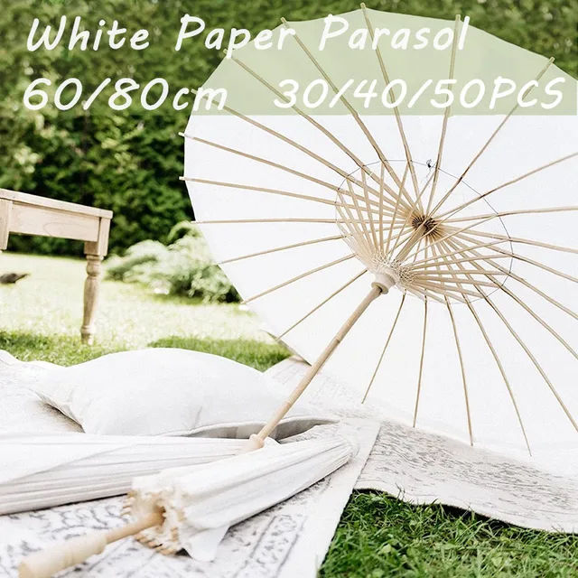 30/40/50Db Parasol Paper Bambusz Esernyők 60/84 Cm -Es Papír Esernyő Esküvői Buli Szívesség A Menyasszonyi Zuhany Középpontjában