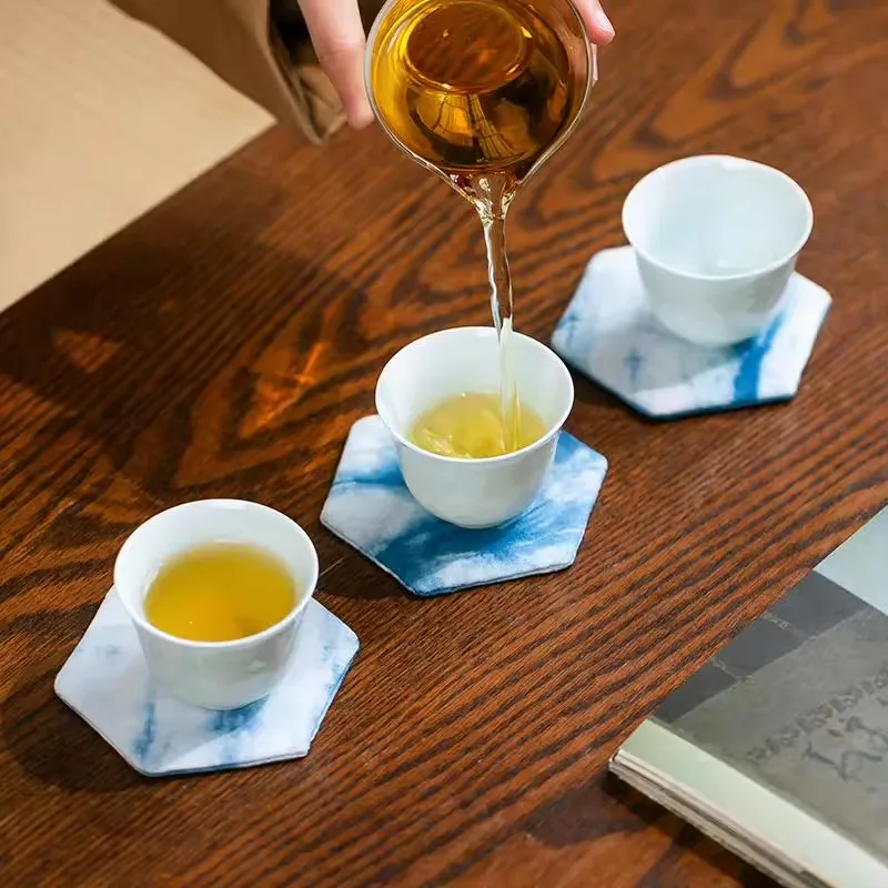 Chinese Zen Style Handmade Tie-Dye Tea Cup Pouch - Thickened Portable Storage Bag for Zisha Teapot & Fast Tea Set