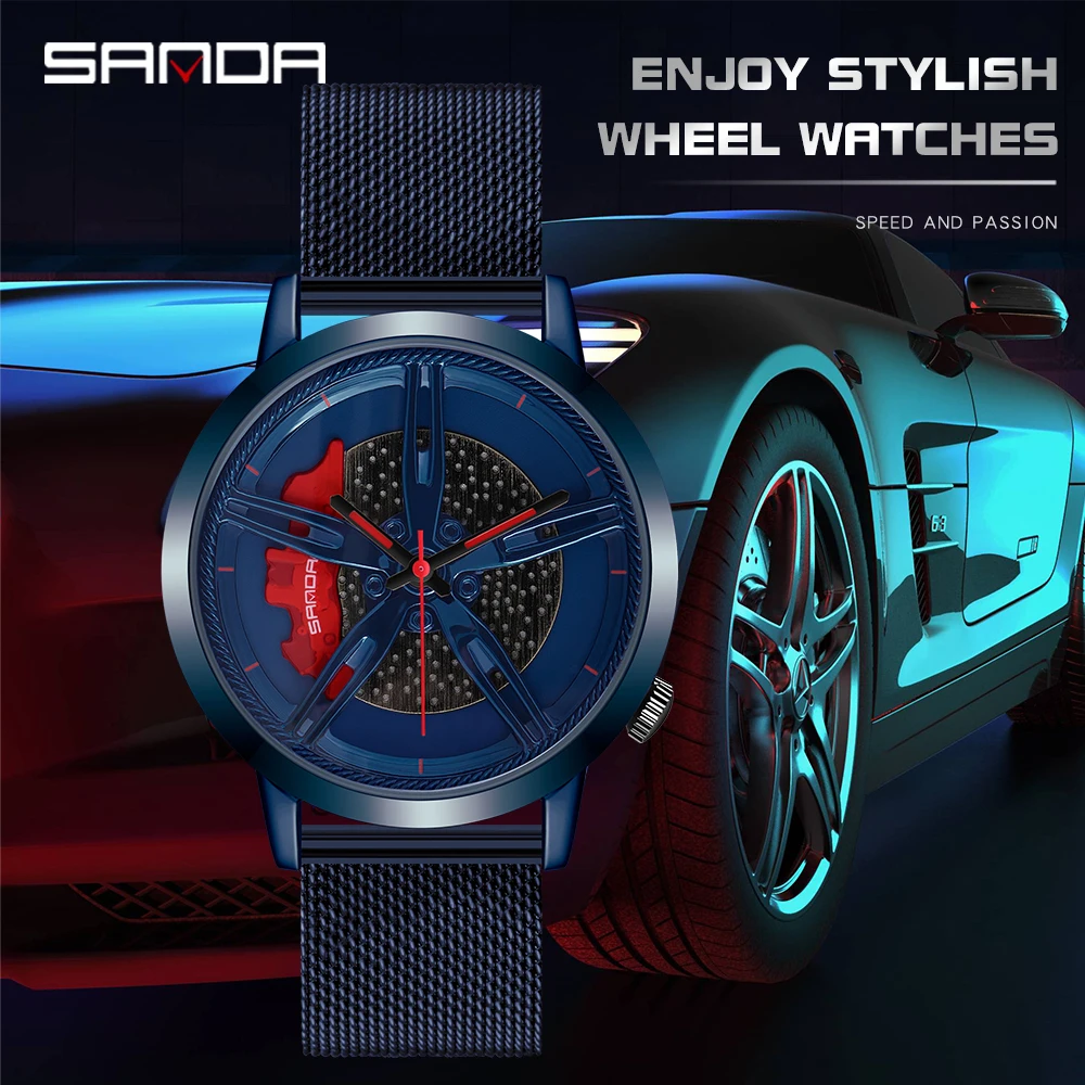 SANDA New Special Wheel Series Dial Men Watch Steel Strap Hook Buckle Premium Quartz Movement Waterproof Gift Wristwatch P1040 sanda p1040 new special wheel series dial men watch steel strap hook buckle premium quartz movement waterproof gift wristwatch