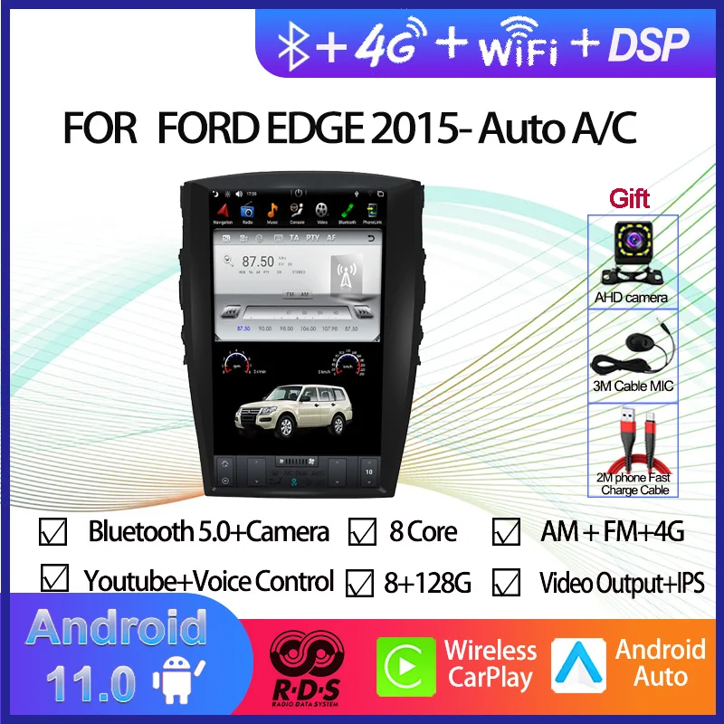 

Car GPS Navigation For FORD EDGE 2015- Auto A/C Android 11 Tesla Style Auto Radio Stereo Multimedia Player