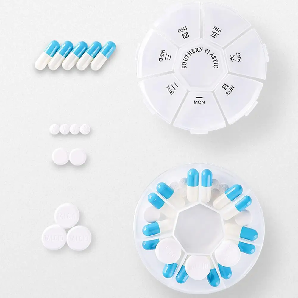 Tragbare wöchentliche Pillendose mit 7 Fächern, Aufbewahrungskoffer, Pillenetui, Behälter, tragbar, transparent, Mini-Medizin-Organizer, Tablet-Spender – Detail 9