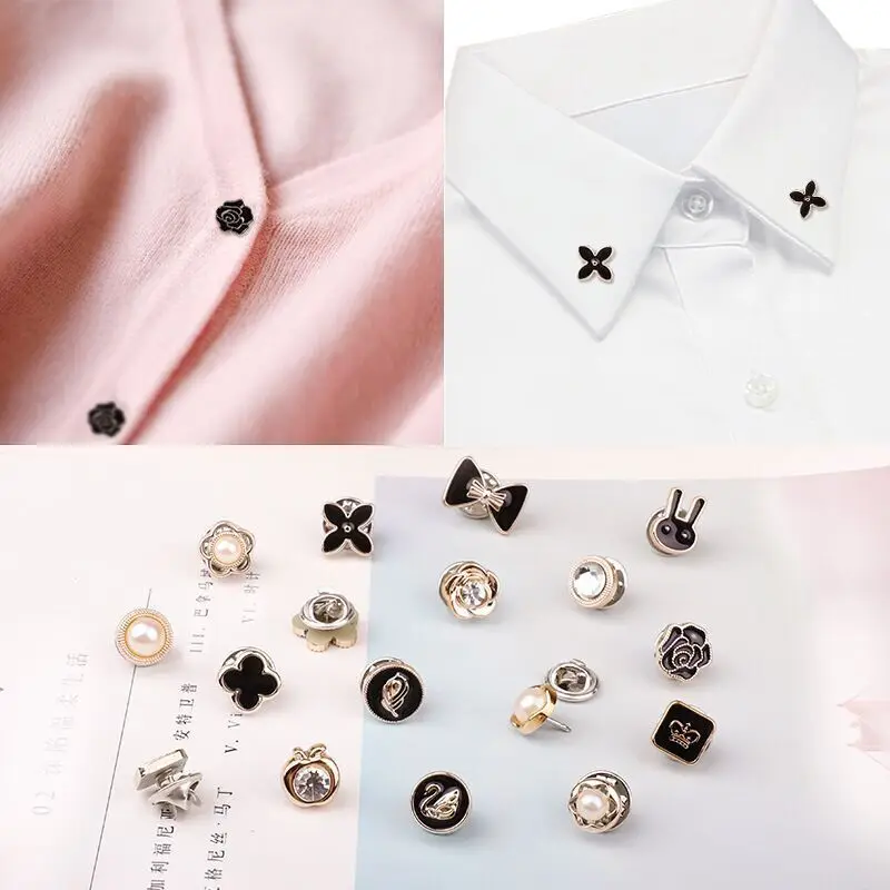 Description Picture 4 of item10pcs/Lot Button Brooch Prevent Accidental Exposure Buttons Brooch Pins Badge Cufflinks Button Detachable Button Clothes Decor