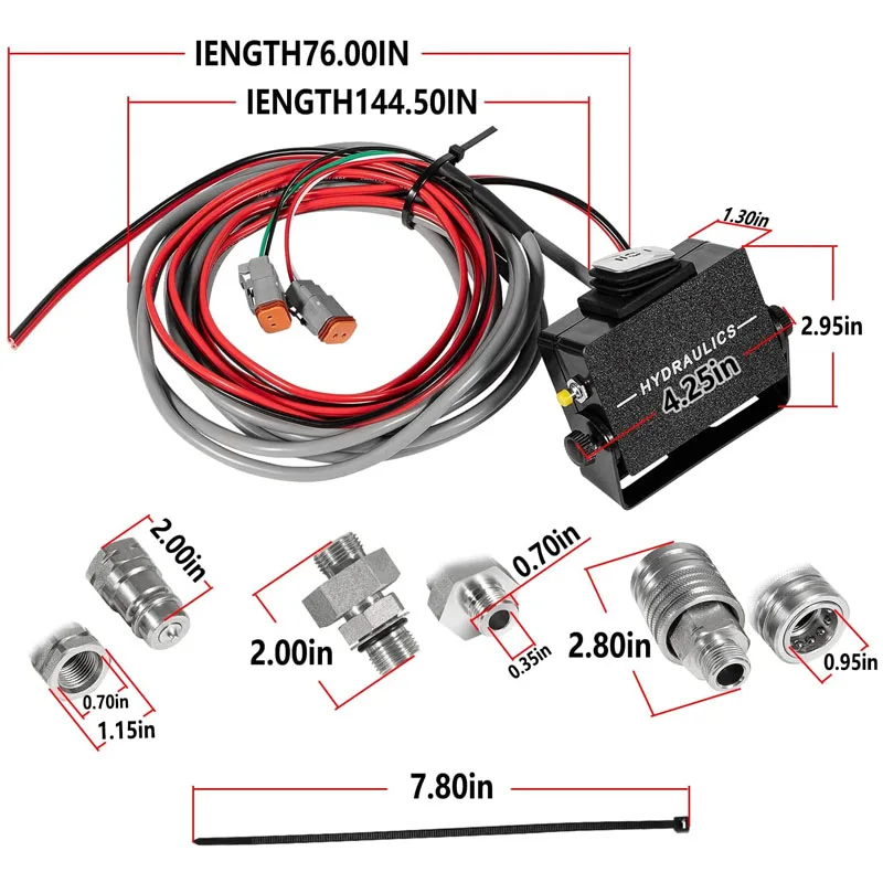 Hydraulic Multiplier 2 Circuit Kit,SCV Splitter/Diverter Manifold Valve Kit with Couplers and Switch Box Control for Ford More