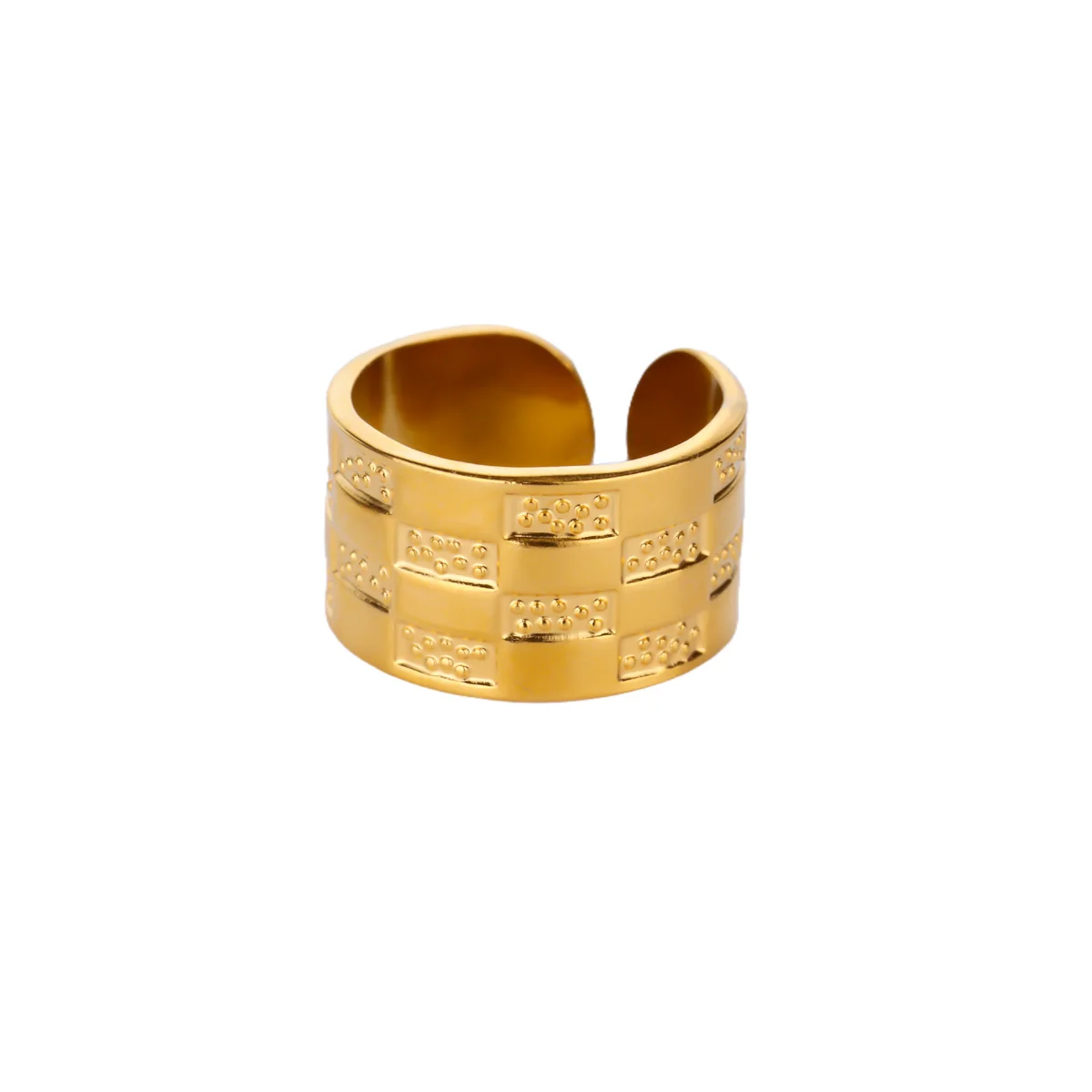 Stainless Steel Irregular Geometric Wide Ring for Women