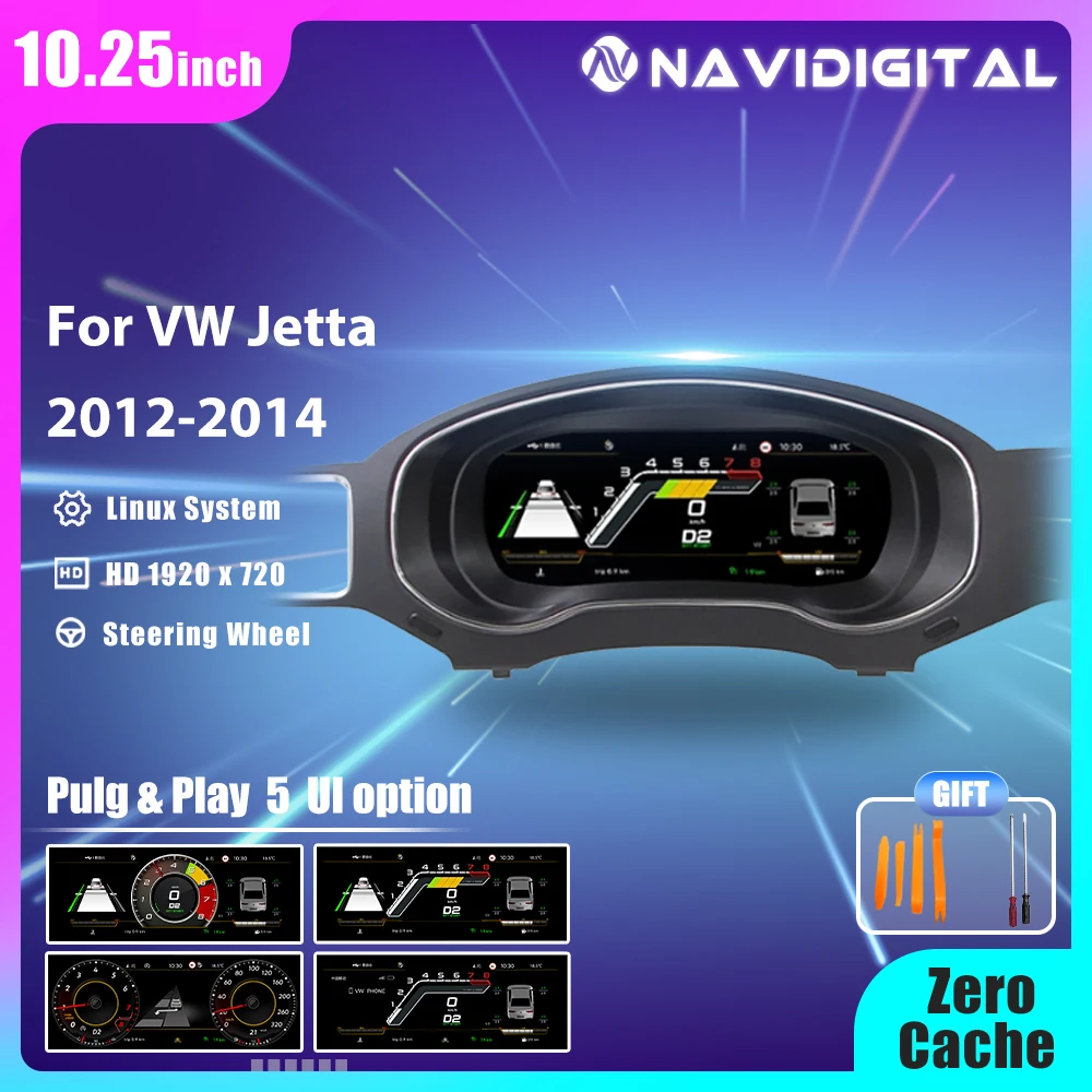 Panel de Instrumentos con Radio LCD de 10.25'' para VW Jetta 2012 13 14, Modificación de Tablero Digital para Automóvil 1