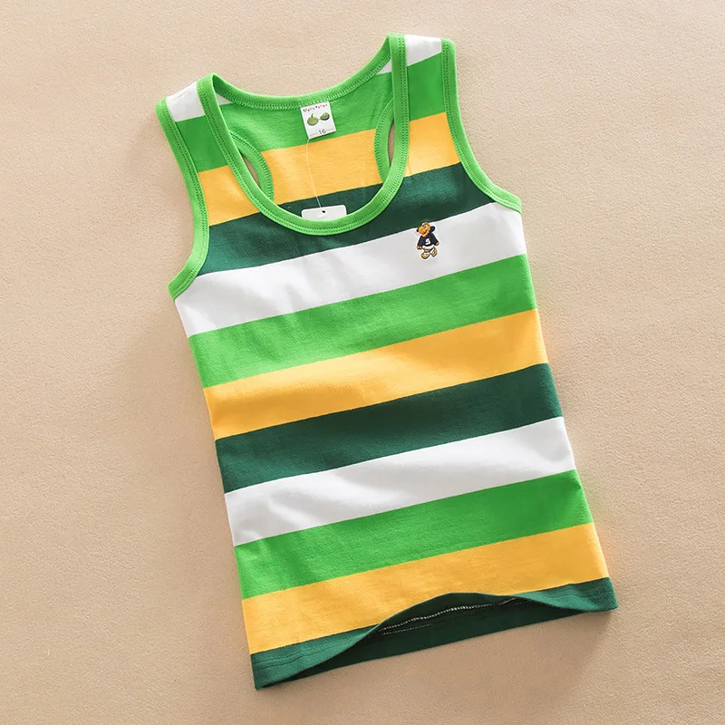 

3-14Y Boys Casual Vest Children Summer Clothing Kids Baby Boy Sleeveless Tops Stripe T-shirt Tees Camisole Baby Undershirt Beach