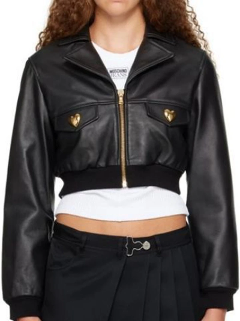 

STYLISH LADY PU Leather Black Crop Jackets 2023 Autumn Women Long Sleeve Motorcycle Style Zipper Casual Street Hip Hop Outwears