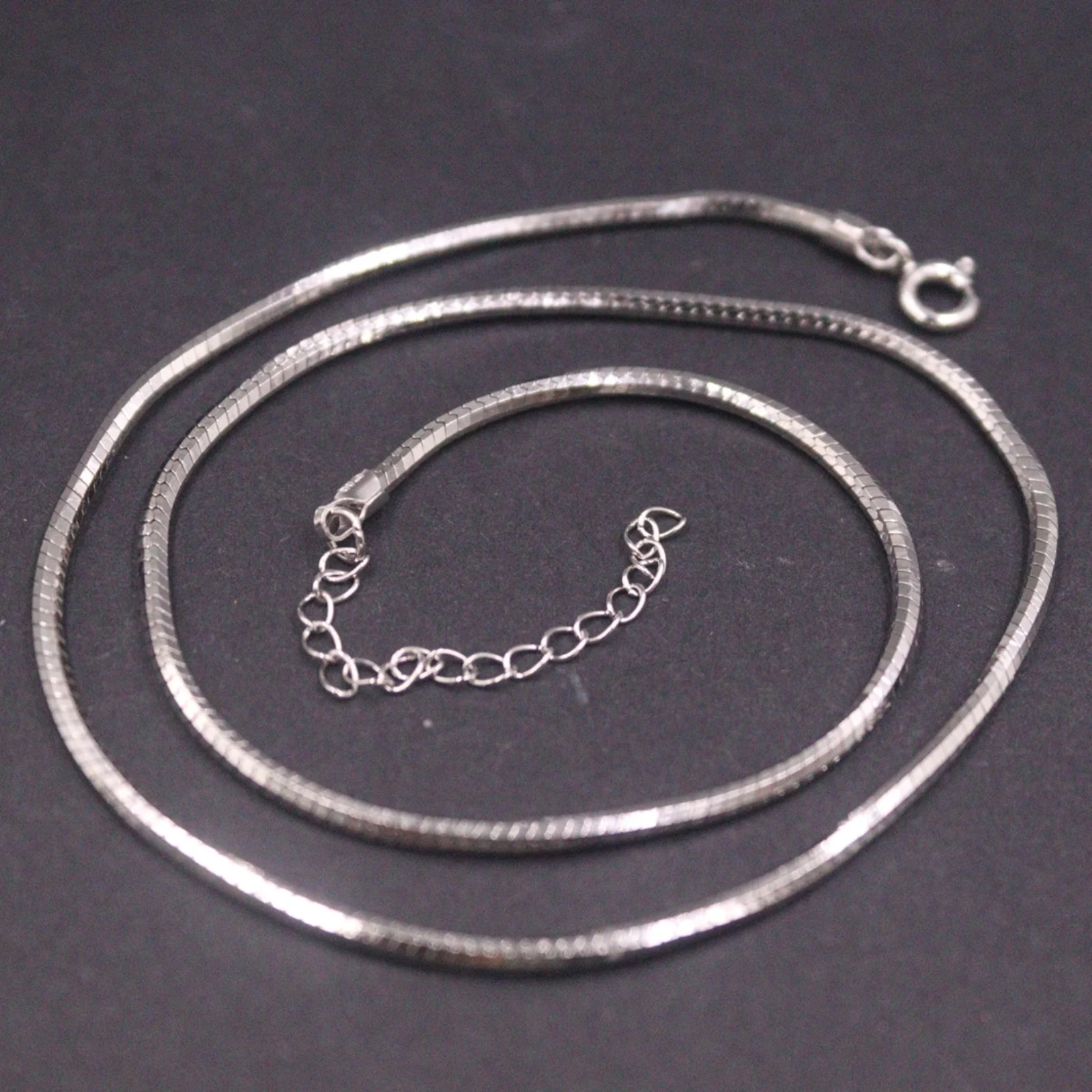 

Real Solid 925 Sterling Silver Chain Women Lucky 2mm Width Snake Adjust Necklace 11g