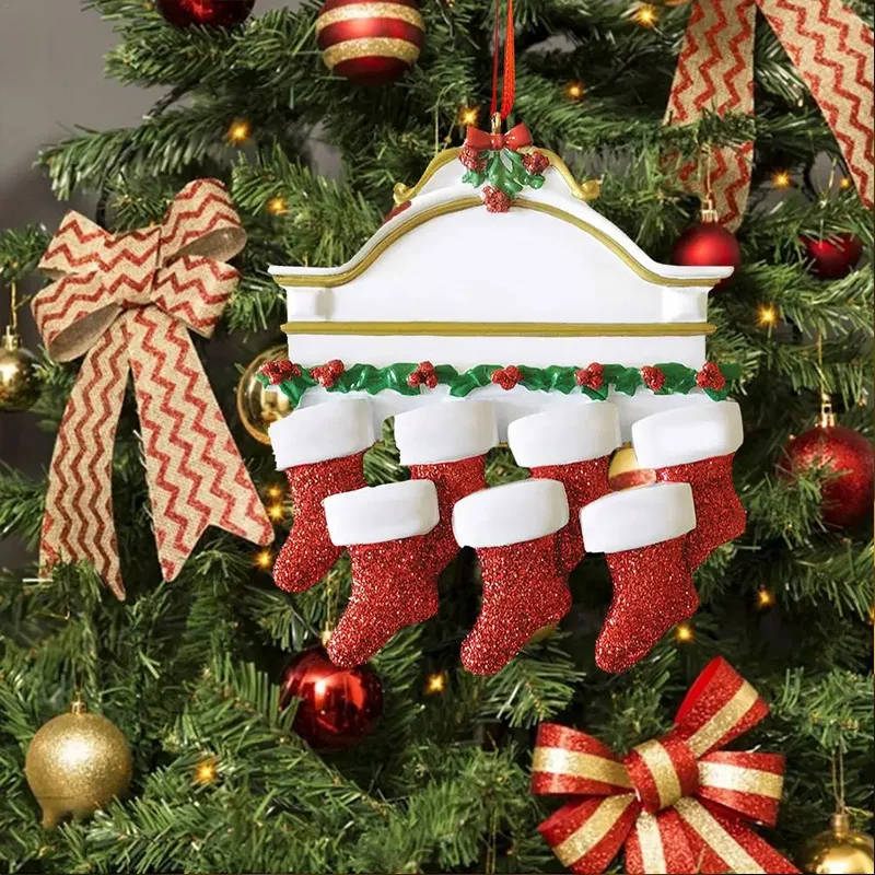 New DIY Personalised Christmas Xmas Tree Stocking Ornament Mantel Family Groups Holiday Decorations Natale Hanging Pendant