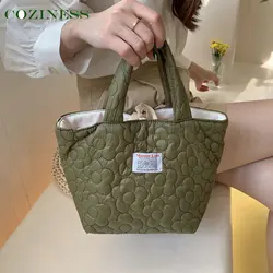 Simple Mummy Bag Niche Cotton Lunch Bag Soft Hand Carry Lunch Box Bag Portable Going Out Baby Bag Light Pure Color Handmade