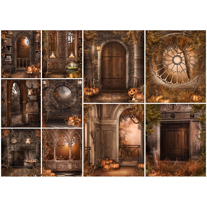 

Vinyl Halloween Backdrop Pumpkin Castle Forest Moon Tombstone Baby Photography Background For Photo Studio Props NNG-08