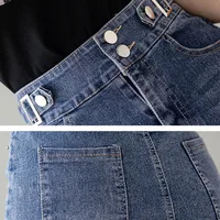 Autumn 2025 Plus Size Skirt For Women High Waist Large Size Slit Black Or Blue Jeans Skirts Korean Fashion Slim Jupe Femme - Image 6