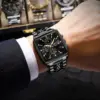 POEDAGAR Business Men Clock Waterproof Luminous Calendar Chronograph Square Man Watch Stainless Steel Quartz Men's Watches Reloj 5