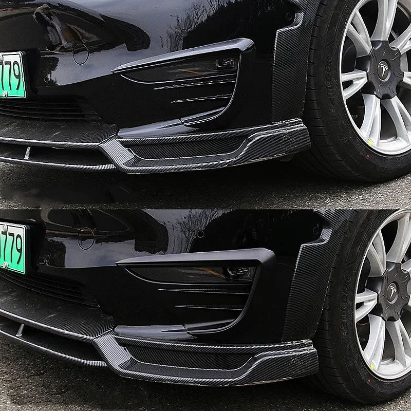 Tesla Model Y ABS Black Carbon Fog Lamps Shade Car Front Fog Light Hoods Eyebrow Eye Wind Knife Cover Trim car accessories