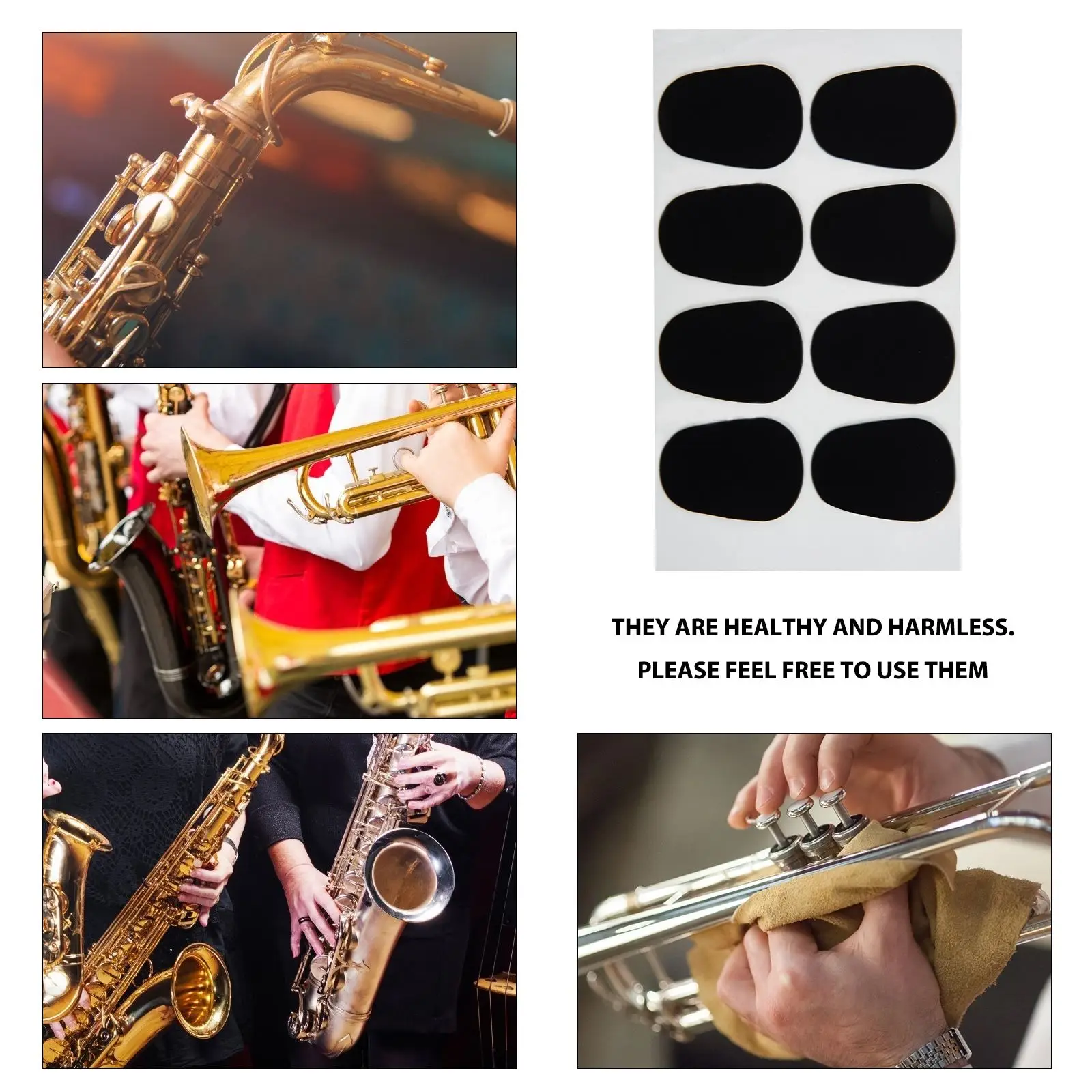 Almohadilla de dientes para saxofón, accesorios para clarinete, cojines, parches de goma, boquilla Ovalada para saxofón alto, 64 piezas