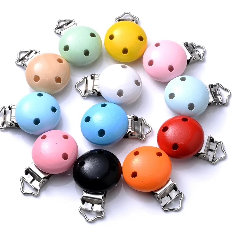 Baby Teether Clip Pacifier Chain Wood Blanks Pacifier Baby Teething Bracelet Bead Clip Diy Wooden Clips Accessories 10PCs wooden craft clips baby pacifier clips