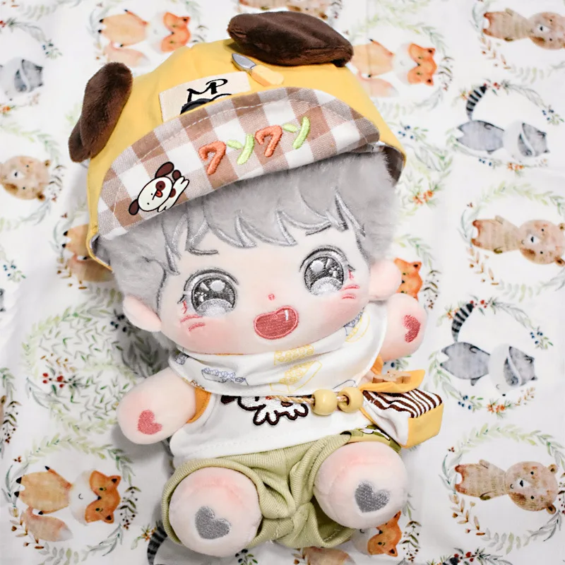 

20cm Plush Human Doll Figure Baby Doll with Wolf Ear Cute Face Cotton Body Dolls Stuffed Plushies Toys for Girls Gift No Clothes