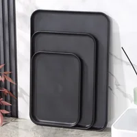 Heavy-Duty Black Rectangular Serving Tray - Non-Slip Surface, Commercial Grade for Restaurants, Hotels, Cafes & Fast Food 1