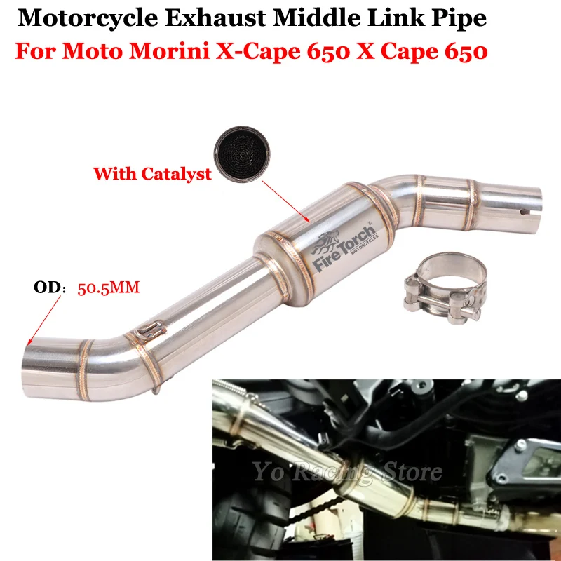 

Slip On For Moto Morini X-Cape 650 X Cape 650 Motorcycle Exhaust Middle Link Pipe Modify 51Mm with Catalyst Escape Moto Muffler