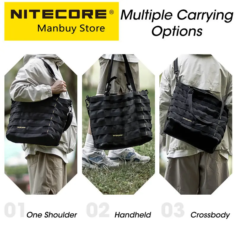 

NITECORE SLB07 7L Tote Bag Large Commuter Shoulder 600D Nylon Casual Tactical Tool Sling s Handbag Molle System Men Women