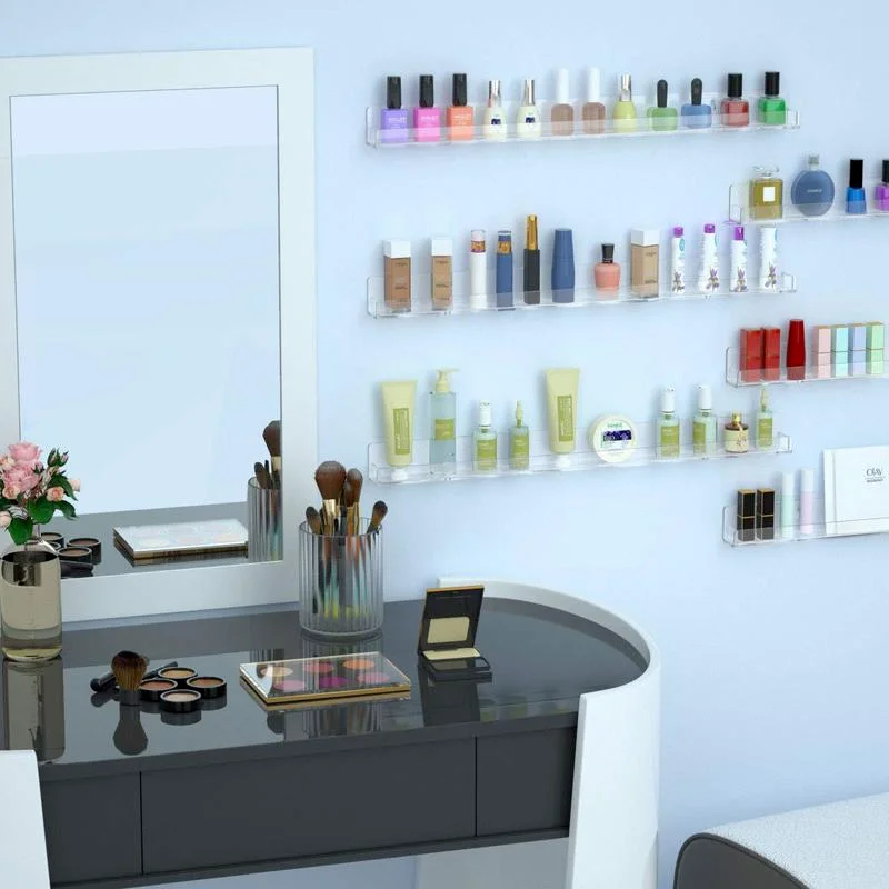 6 Layer Nail Polish Display Rack Transparent Acrylic Storage Holder Nail Art Tools Lipstick Organizer Wall-mounted Shelf_voghion.com