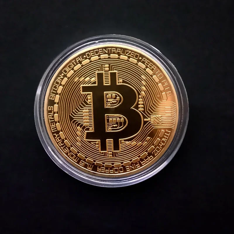 Moneta Bitcoin placcata in oro Collezione d'arte da collezione Regalo Commemorativo fisico Casascius Bit BTC Metallo Imitazione antica - immagine 4