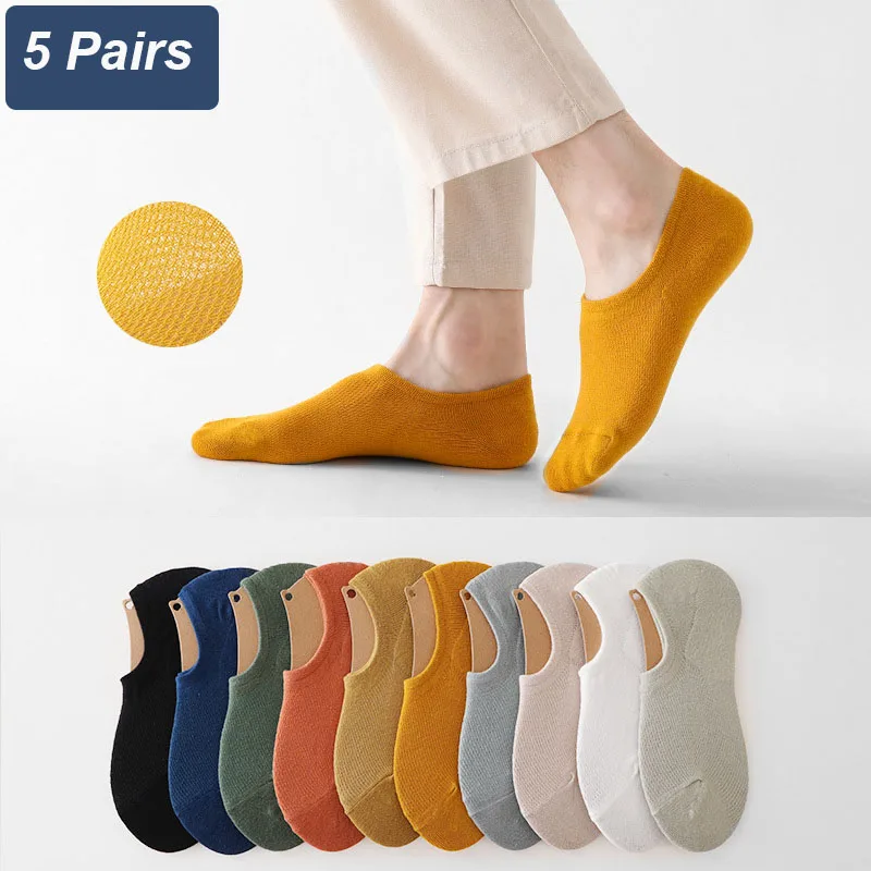 1 짝/몫 남성 통기성 메쉬 보트 양말 단색 얇은 보이지 않는 땀 흡수 스포츠 순수 코튼 Meias EUR38-43 