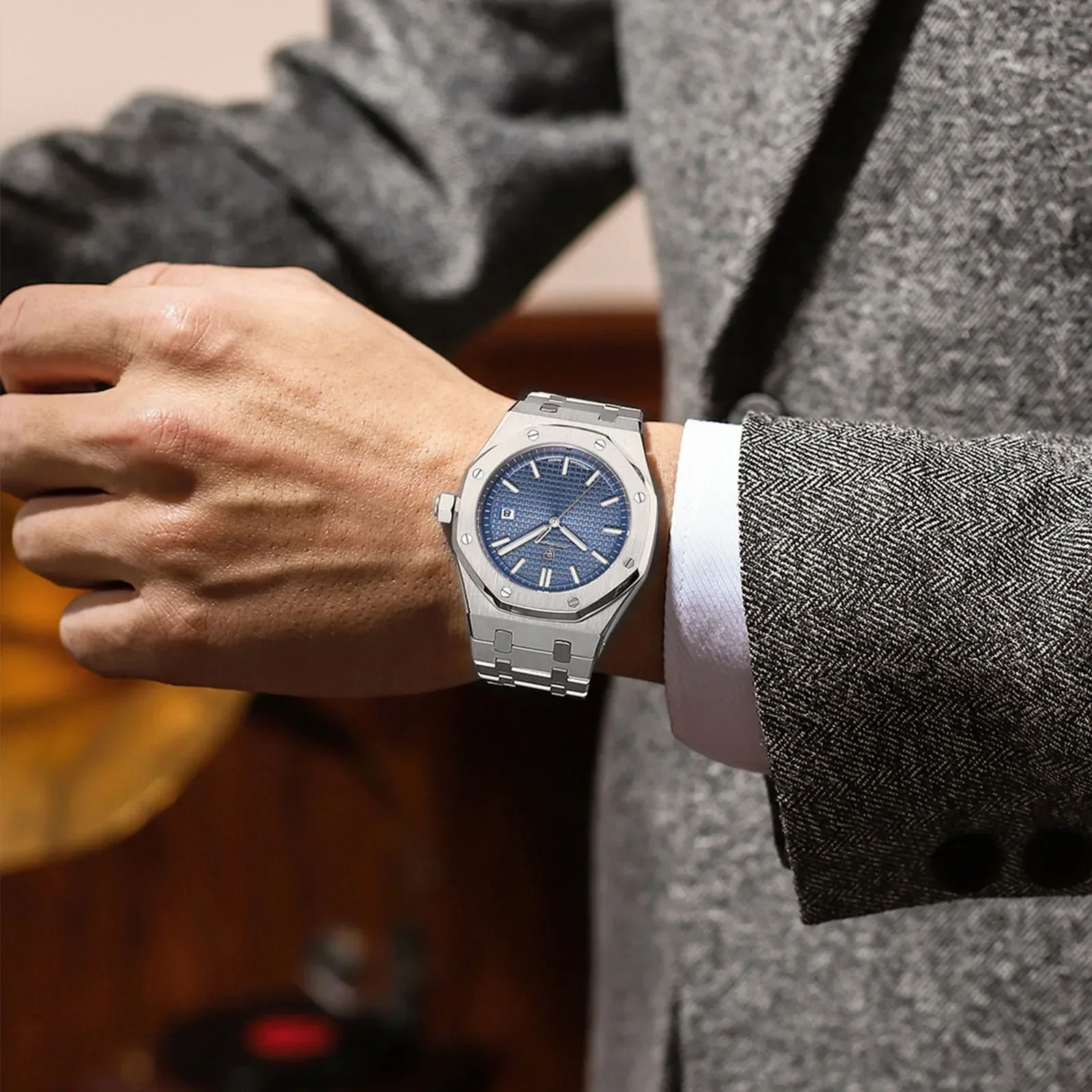 POEDAGAR Men's Luxury Business Stainless Steel Quartz Watch For Men Sports Excellence Luminous Waterproof Wristwatch Trend New 4