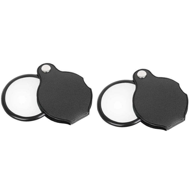 

2X Folding Fold Away Pocket Magnifying Glass Magnifier Lens 3X Magnification Folding Leather Case Magnifying Glass