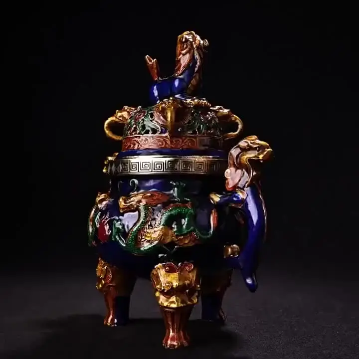 Медная инкрустация Cloisonne курильница